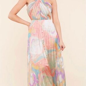 L'ATISTE Pastel Multicolor Halter Maxi Dress